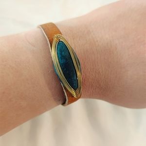 Blue Stone Leather Bracelet